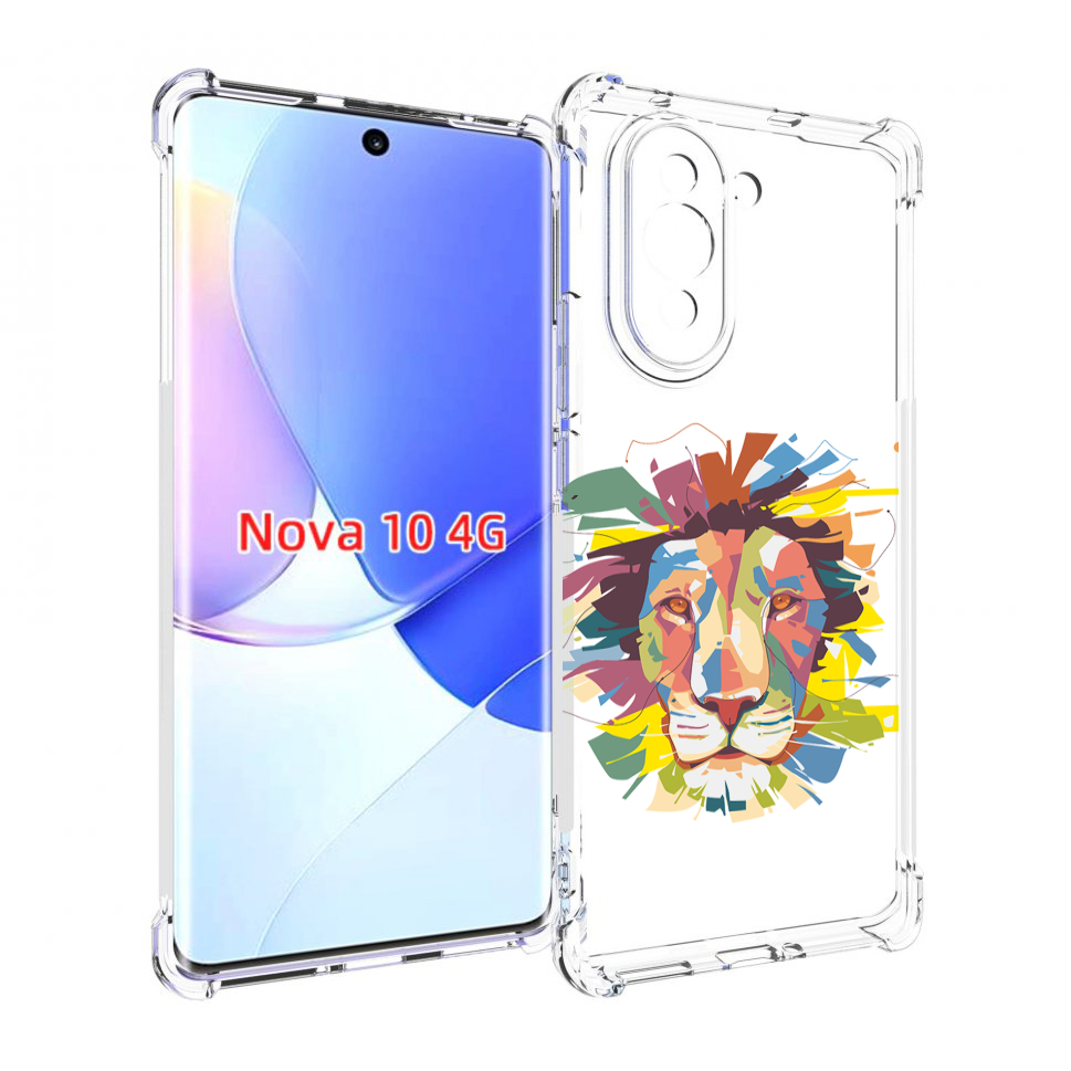 Чехол MyPads разноцветный-лев детский для Huawei Nova 10