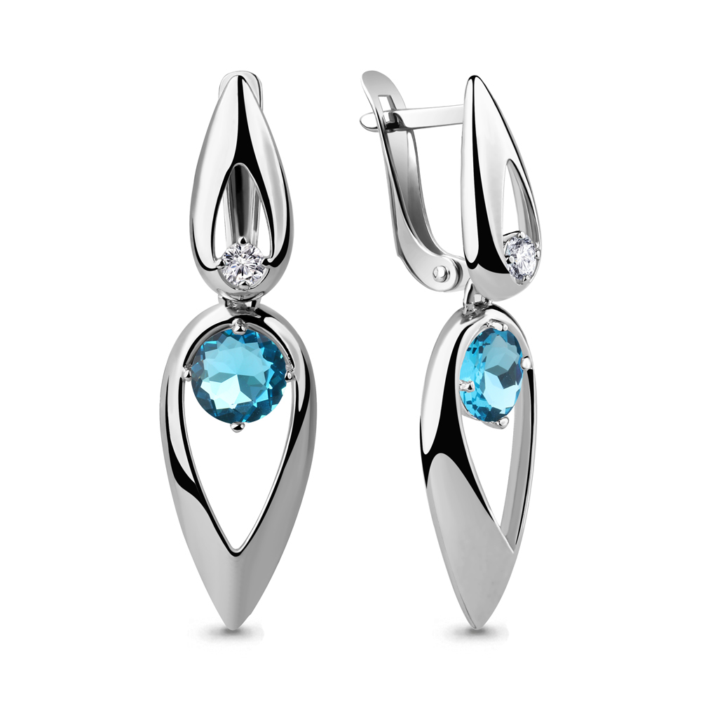 

Серьги из серебра с фианитом Aquamarine 46045101Н_925_р, 46045101Н_925_р