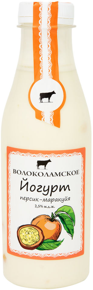 Питьевой йогурт Волоколамское персик-маракуйя 2,5% БЗМЖ 500 г