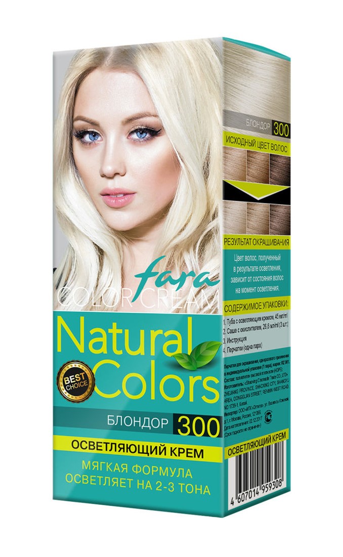 фото Крем для волос fara осветляющий natural colors soft 300 блондор, 270 мл