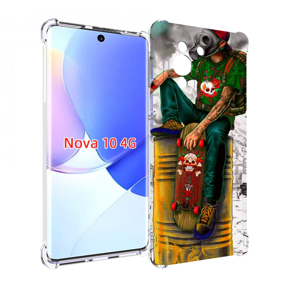 

Чехол MyPads скейтер в противогазе для Huawei Nova 10, Прозрачный, Tocco