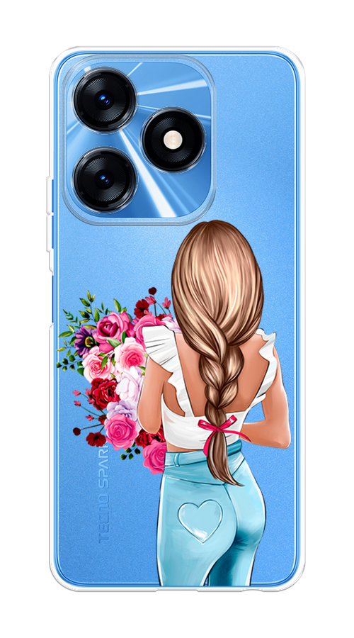 

Чехол на Tecno Spark 10/10C "Девушка с цветами", Коричневый;розовый;бирюзовый, 303650-6