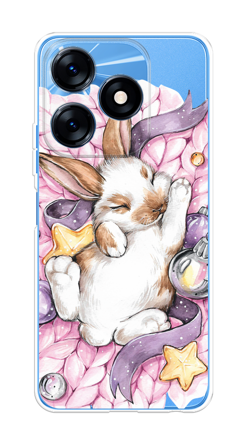 

Чехол на Tecno Spark 10/10C "Кролик спит", Розовый;белый, 303650-5