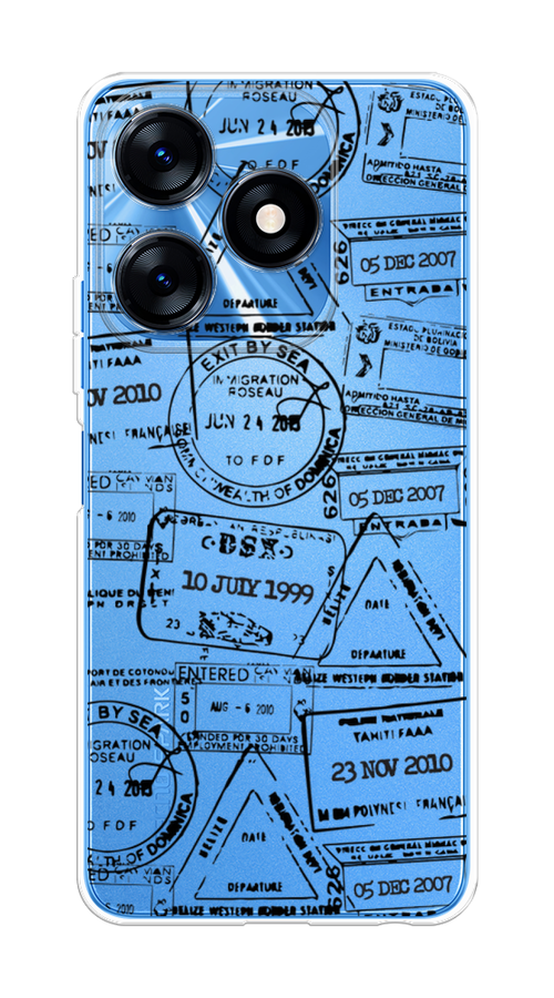

Чехол на Tecno Spark 10/10C "Visa stamps 2", Белый;черный;серый, 303650-2