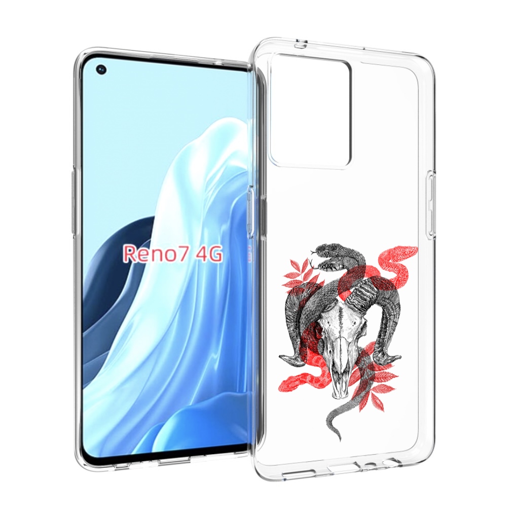 

Чехол MyPads змея в черепе рисунок для OPPO RENO 7 4G, Прозрачный, Tocco