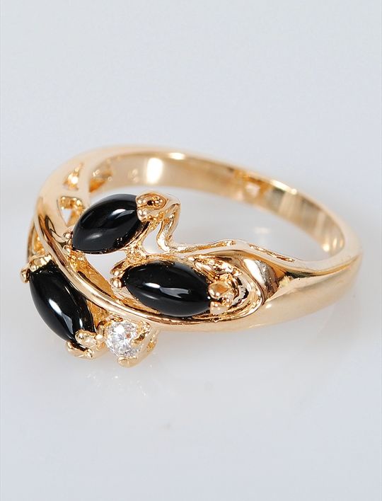 

Кольцо из бижутерного сплава р.  Lotus Jewelry 42R-26on, оникс/циркон, 42R-26on