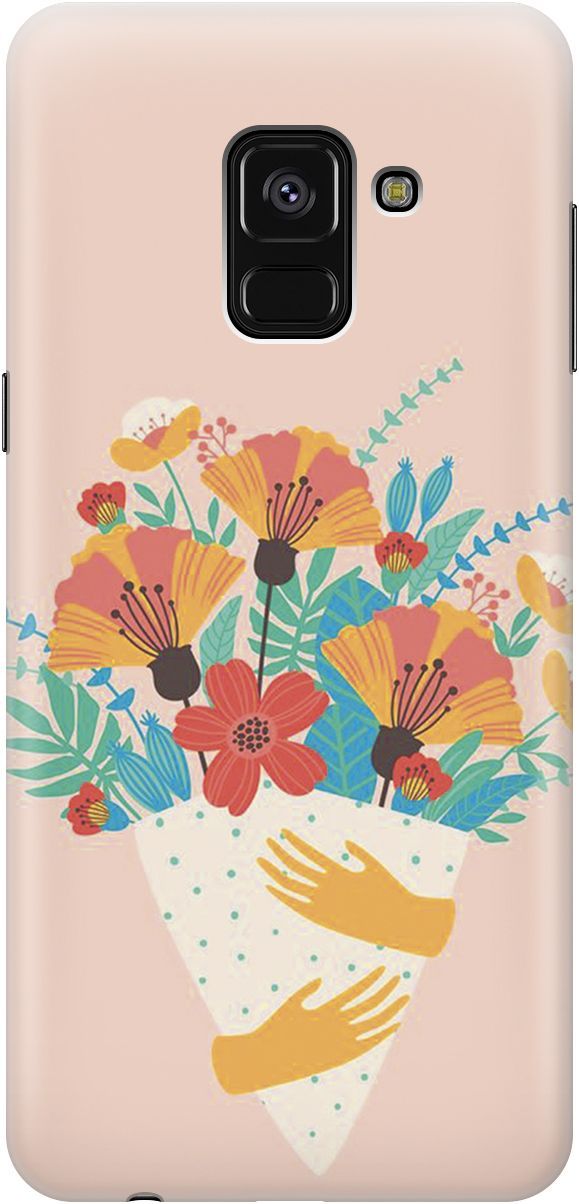 

Чехол на Samsung Galaxy A8+ (2018) с принтом "Букет на розовом", Красный;розовый, 4649