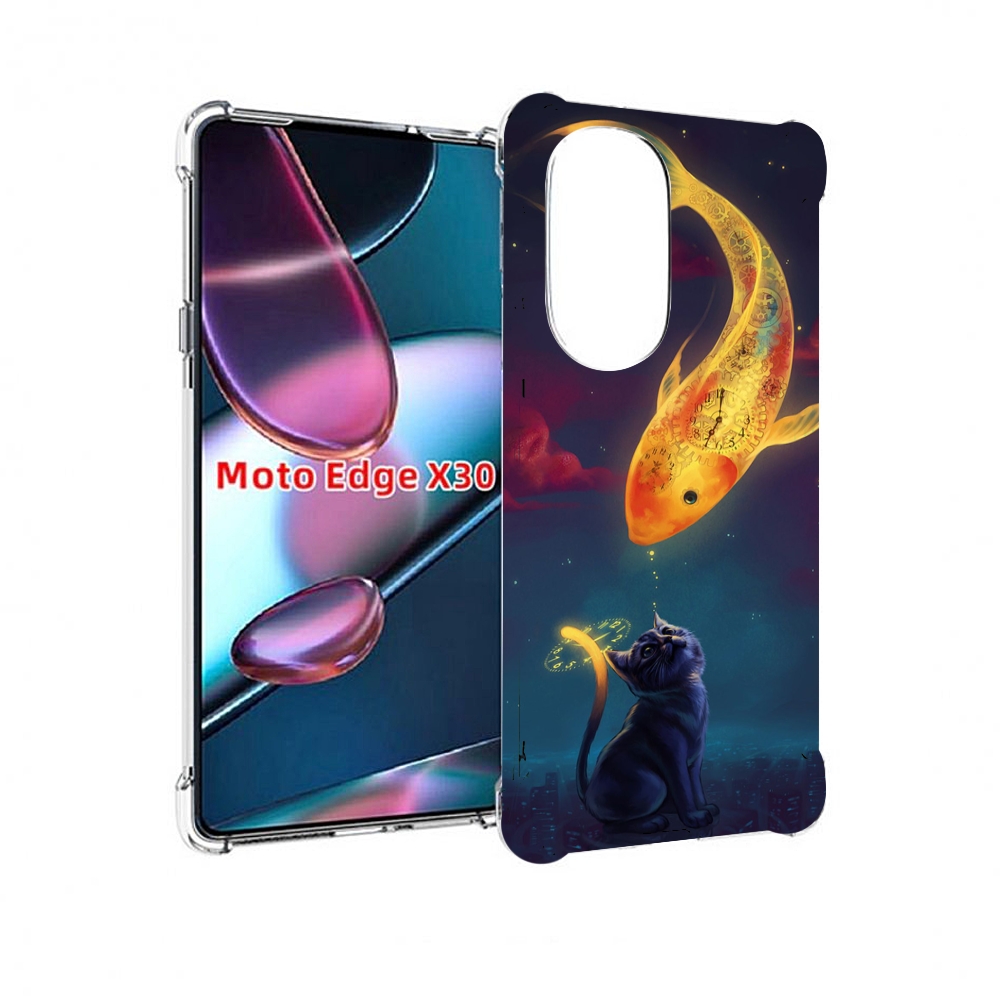 

Чехол MyPads золотая-рыбка-часовая для Motorola Moto Edge X30, Прозрачный, Tocco
