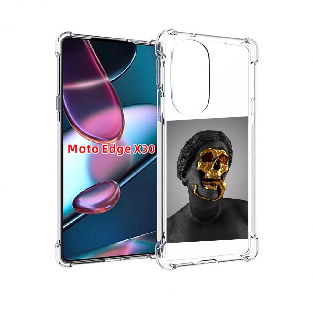 

Чехол MyPads золотой череп в статуе для Motorola Moto Edge X30, Прозрачный, Tocco