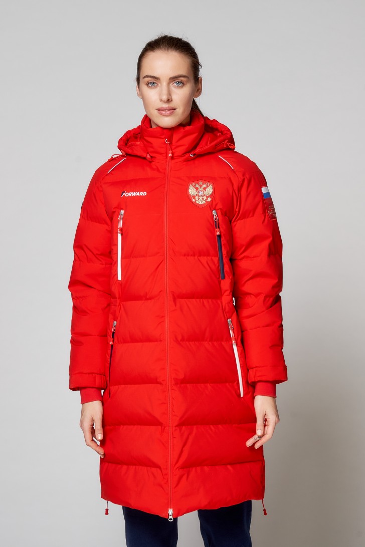 Пуховик-пальто женский w08130g-ff215 красный 3XS Forward. Цвет: красный