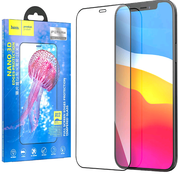 

Защитное стекло Hoco для iPhone 12 Pro Max (6.7) 3D black (A12), Защитное стекло HOCO для iPhone 12 Pro Max (6.7) 3D black (A12) усиленные края