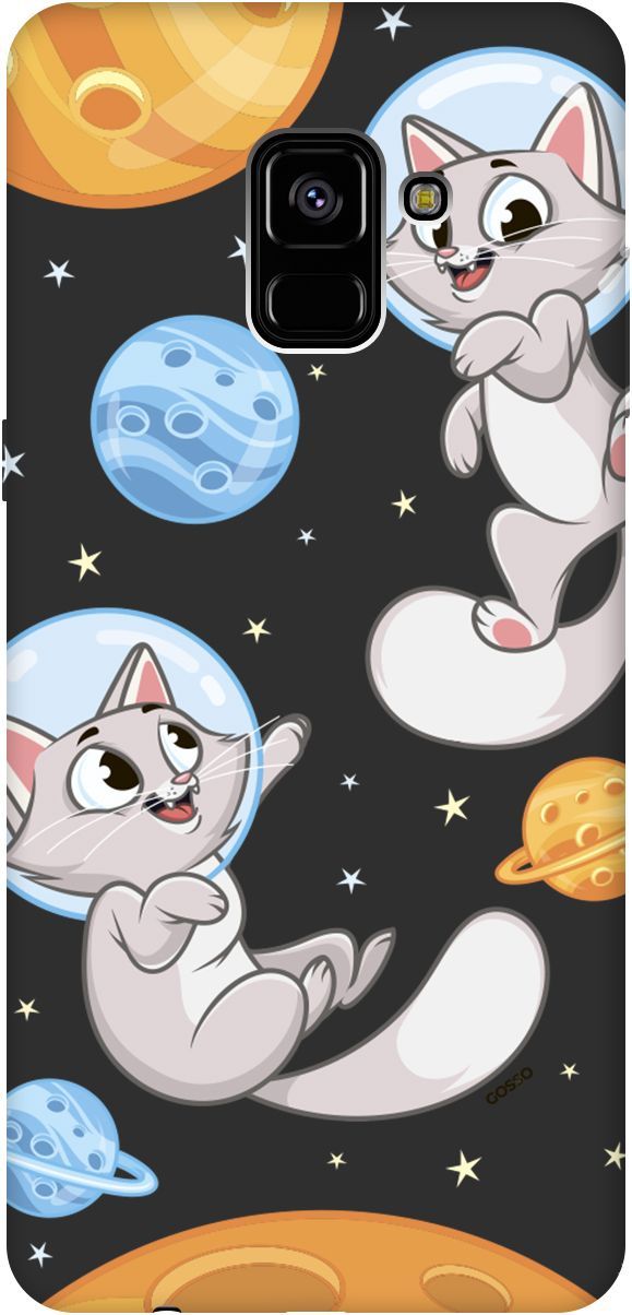 

Чехол на Samsung Galaxy A8+ (2018) с принтом "CosmoCats" черный, Черный;серый, 2533