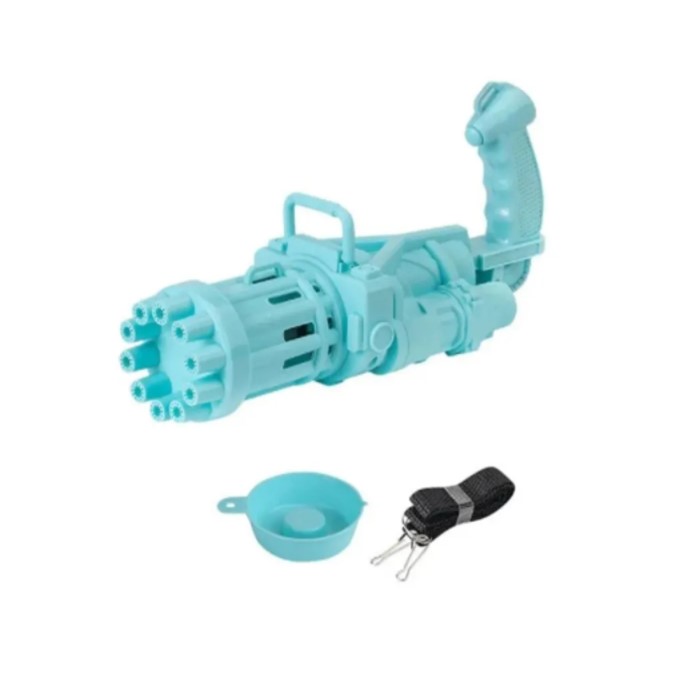 Детский пистолет-генератор мыльных пузырей Bubble Gun/ Electric Bubble Machine, голубой раствор для мыльных пузырей 5000 мл