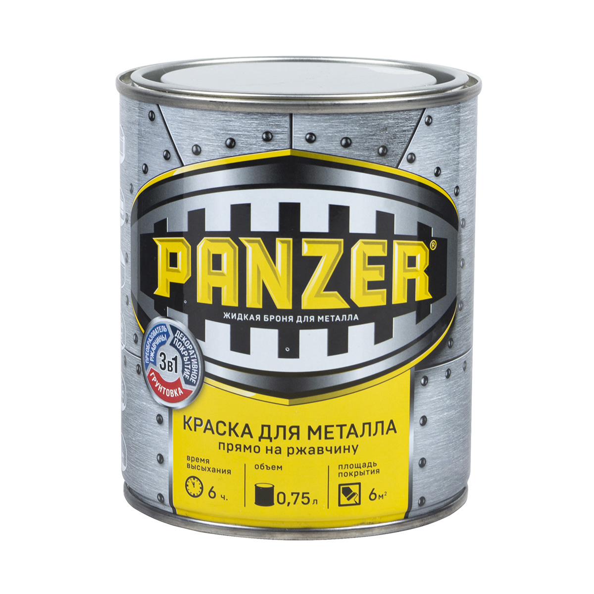 фото Краска "panzer" для металла гладкая желтая 0,75 л ral 1003