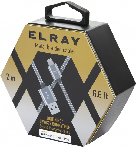 Кабель Elray USB/Lightning 2м серый (ALMBC20GR)