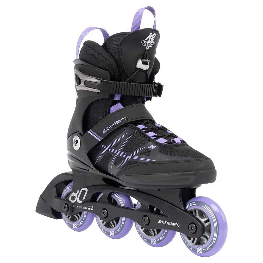 

Коньки роликовые K2 Skates Alexis 80 PRO 30G0213.1.1.085, женские, чёрный, лавандовый, 8.5, 30G0213.1.1.085