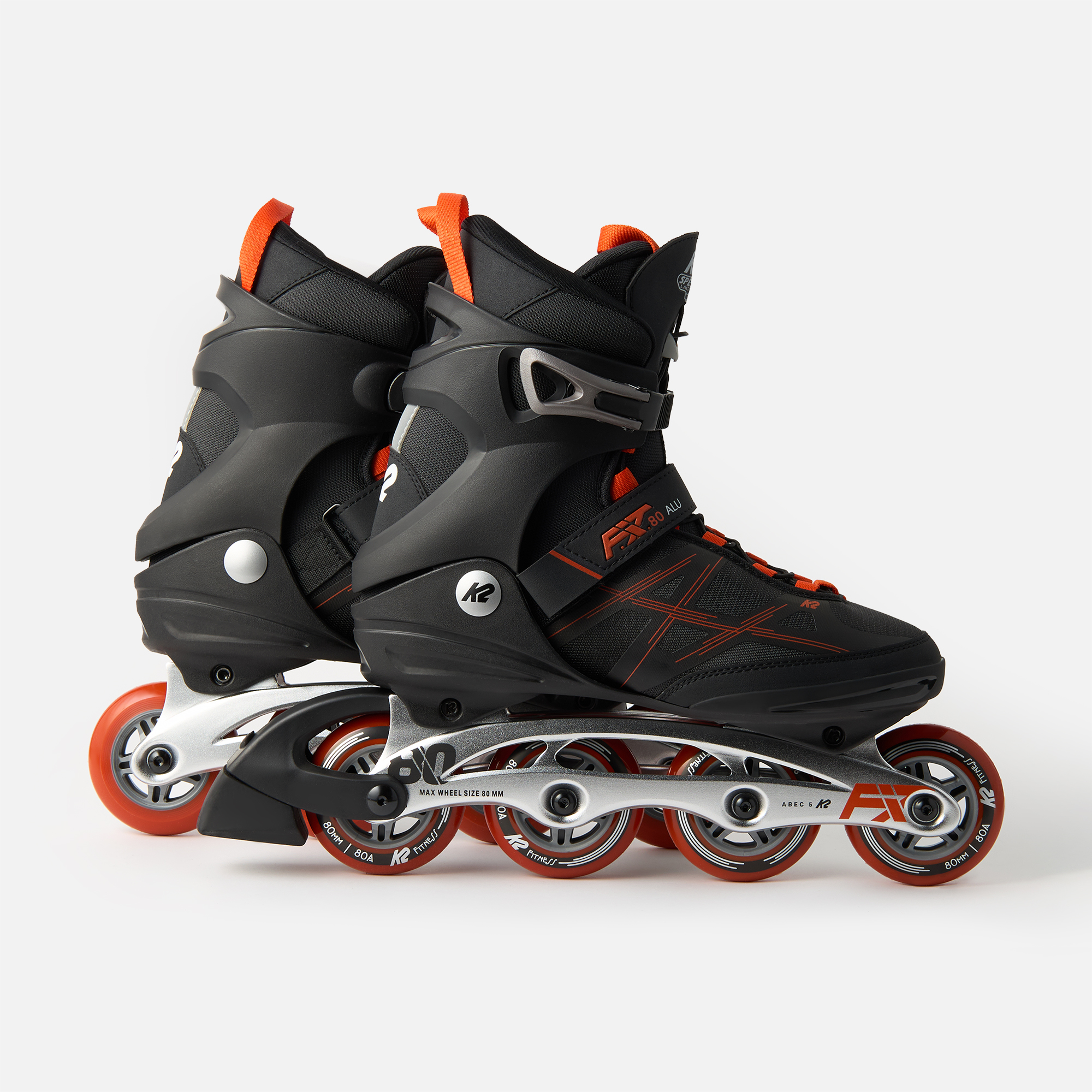 Коньки роликовые K2 Skates F.I.T. 80 ALU 30G0415.1.1.065, мужские, чёрный, красный, 6.5