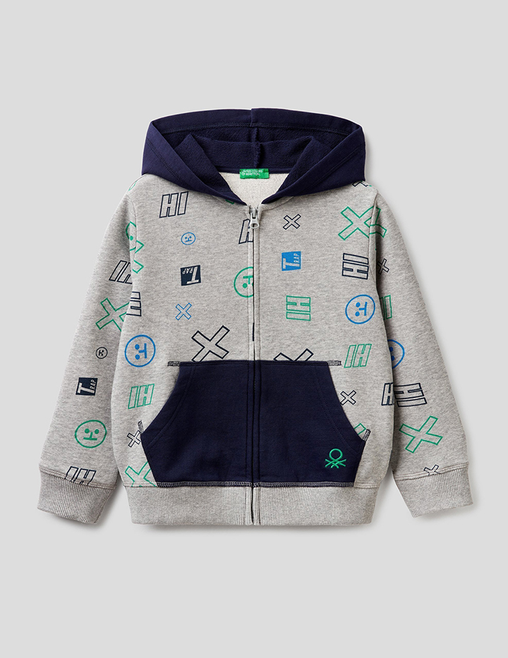 фото Толстовка для мальчиков benetton цв. серый р.140 united colors of benetton