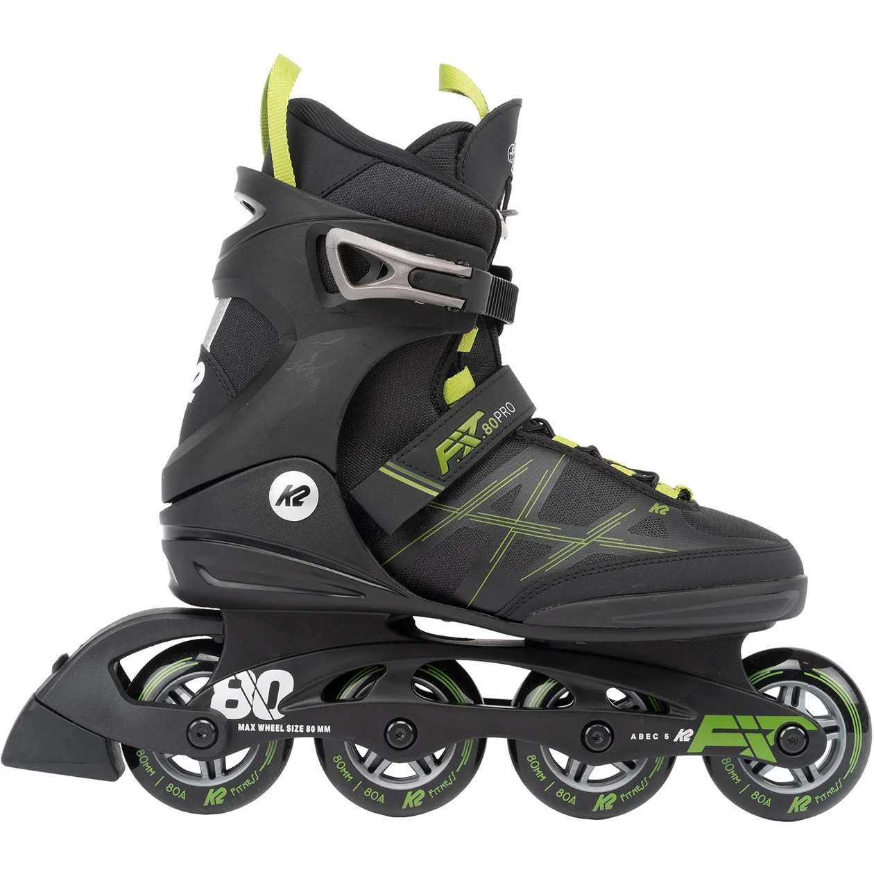 Коньки роликовые K2 Skates F.I.T. 80 PRO 30G0211.1.1.105, мужские, чёрный, оливковый, 10.5