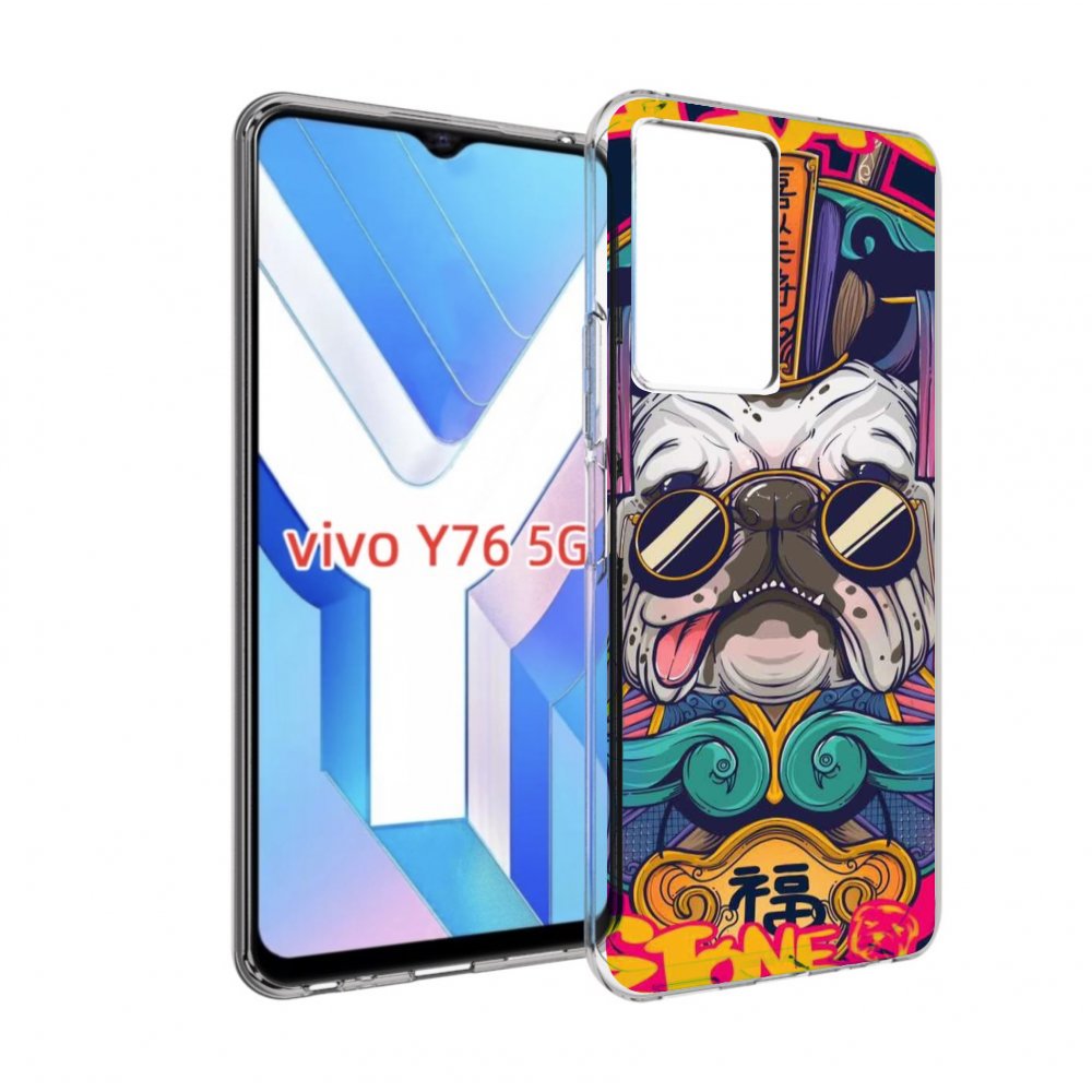 

Чехол MyPads мопс агро яркая для Vivo Y76 5G, Прозрачный, Tocco
