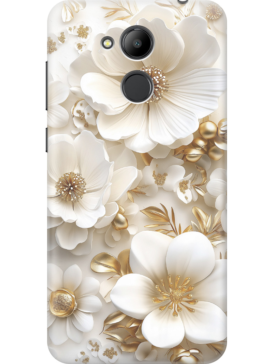 

Силиконовый чехол на Honor 6C Pro с принтом "Золото на белых цветах", Прозрачный;белый;золотистый, 717567624
