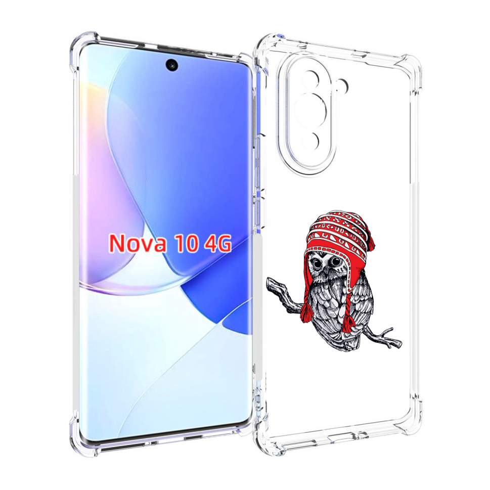 

Чехол MyPads сова-в-красной-шапке-на-веточке для Huawei Nova 10, Прозрачный, Tocco