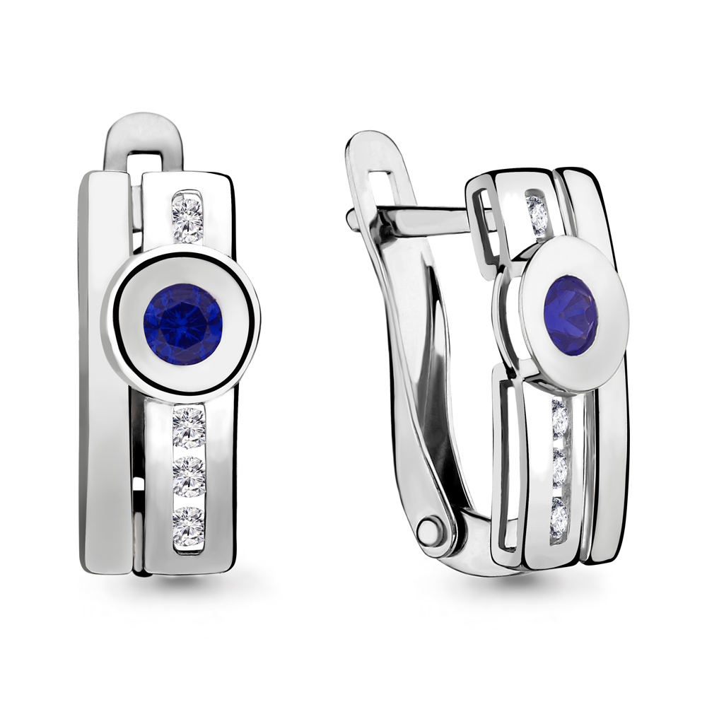 

Серьги из серебра с фианитом Aquamarine 46114Н_925_р, 46114Н_925_р