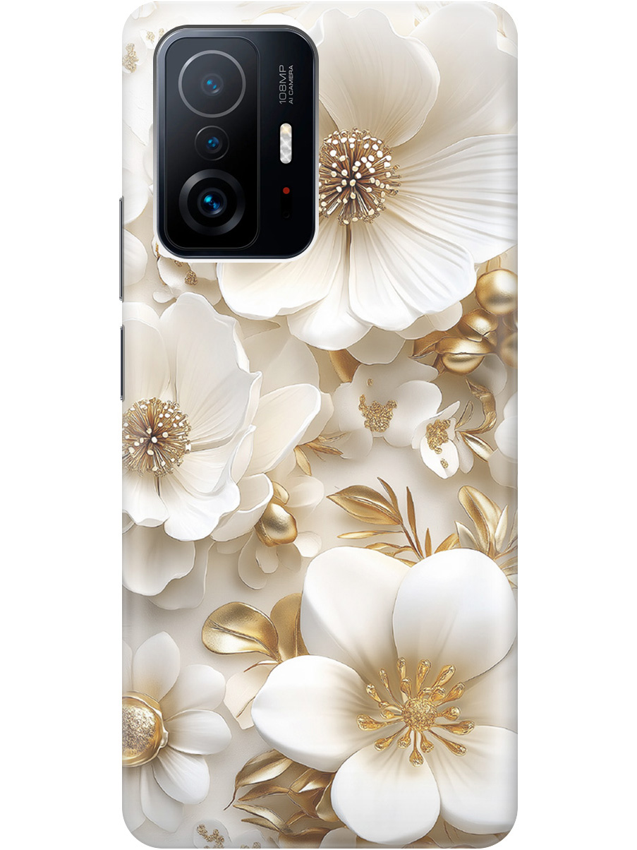 

Силиконовый чехол на Xiaomi 11T / 11T Pro с принтом "Золото на белых цветах", Прозрачный;белый;золотистый, 732395224