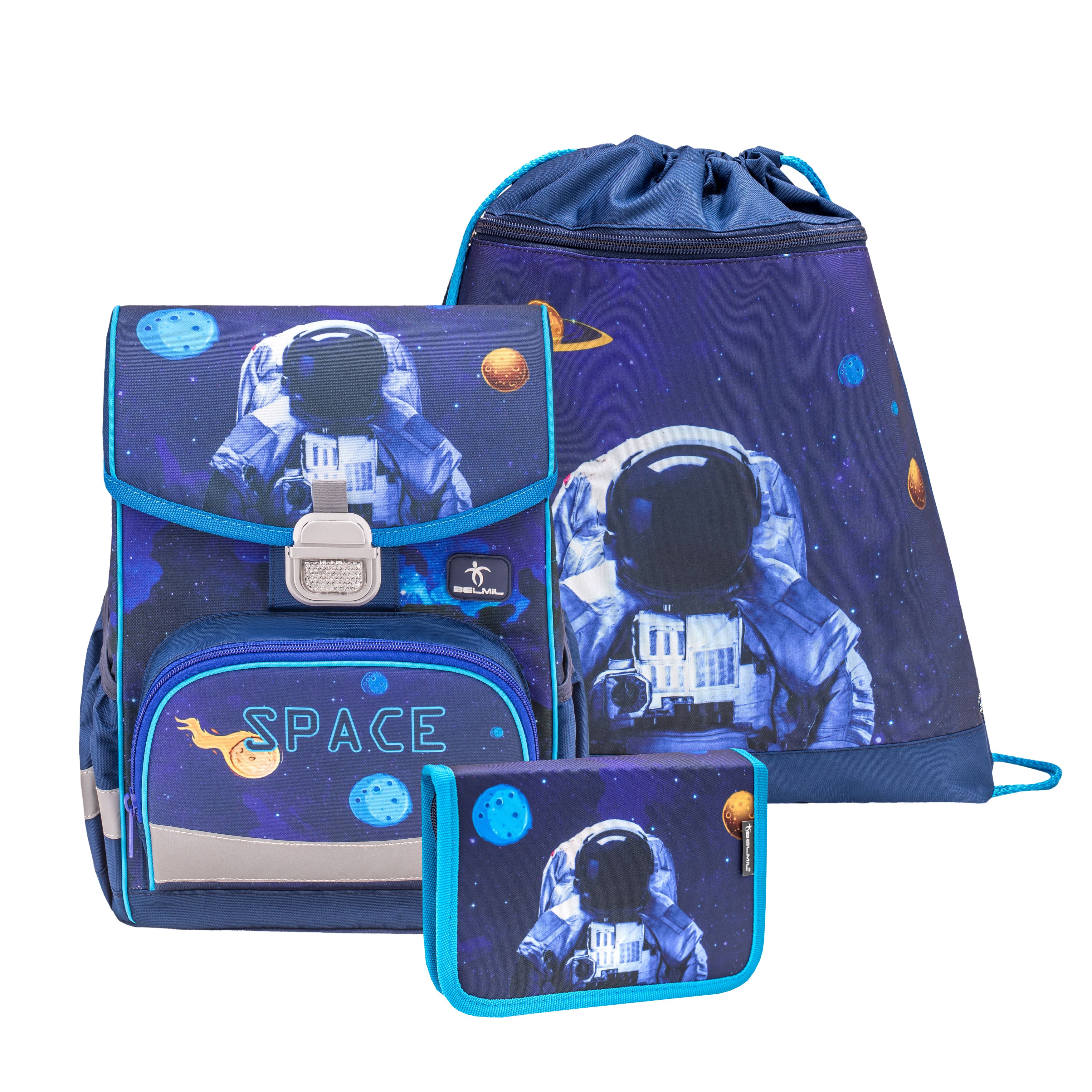 

Школьный ранец BelMil Click SPACEMAN с наполнением, серия 405-45-06-SET, Синий, SPACEMAN