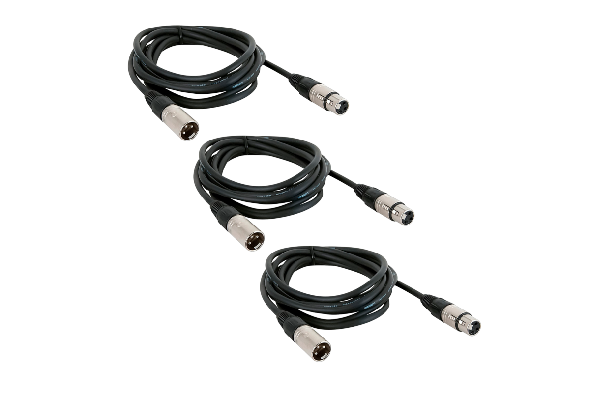 

Кабель Mobicent XLR (M) - XLR (F) 3м, 3 шт, Черный, MC3ER020983