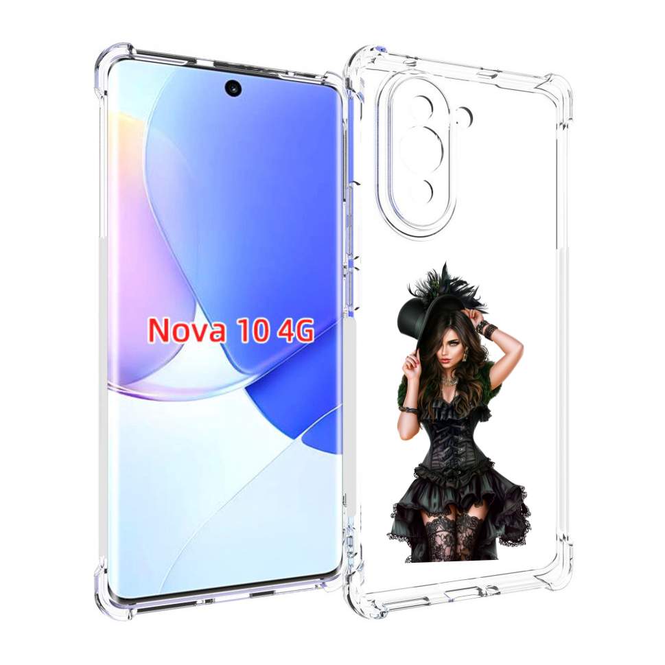 Чехол MyPads стройная-девушка-в-черном-платье для Huawei Nova 10