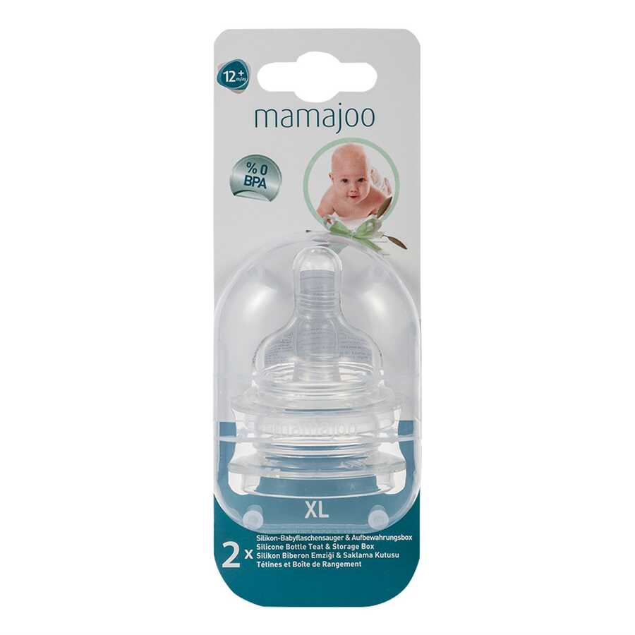 Соска Mamajoo силиконовая для бутылочки 12+ XL Anti-colic Bottle Teats, 2 шт