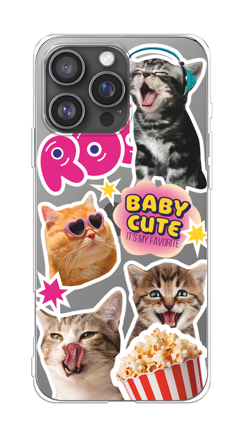 

Чехол на Apple iPhone 16 Pro Max "Popcorn cats", Серый;коричневый;розовый, 16350-1