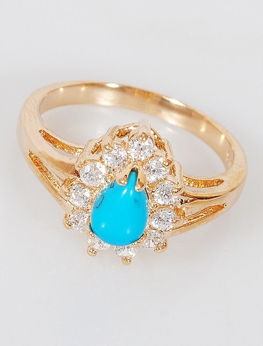

Кольцо из бижутерного сплава р. 17 Lotus Jewelry 39R-60tq, бирюза/циркон, 39R-60tq