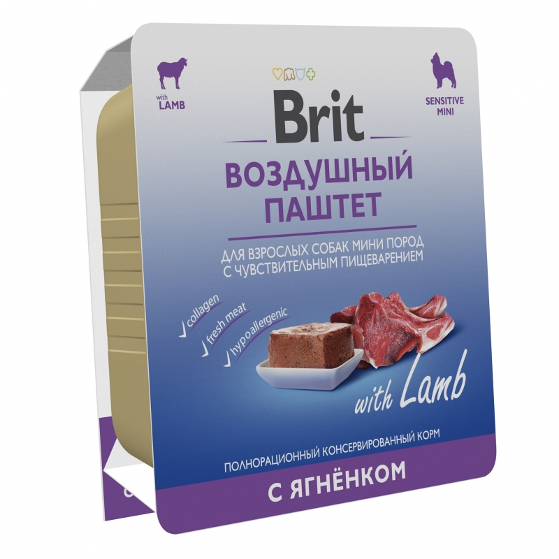 

Влажный корм для собак Brit Воздушный паштет из ягненка, 100 г