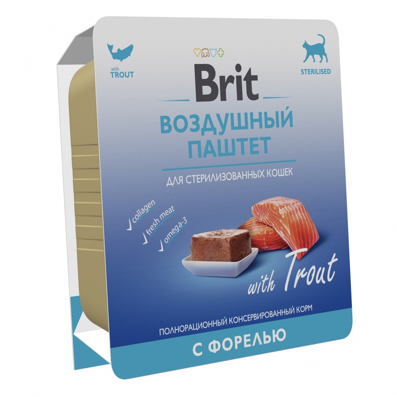 

Влажный корм Brit Воздушный паштет форель для стерилизованных кошек 100 г