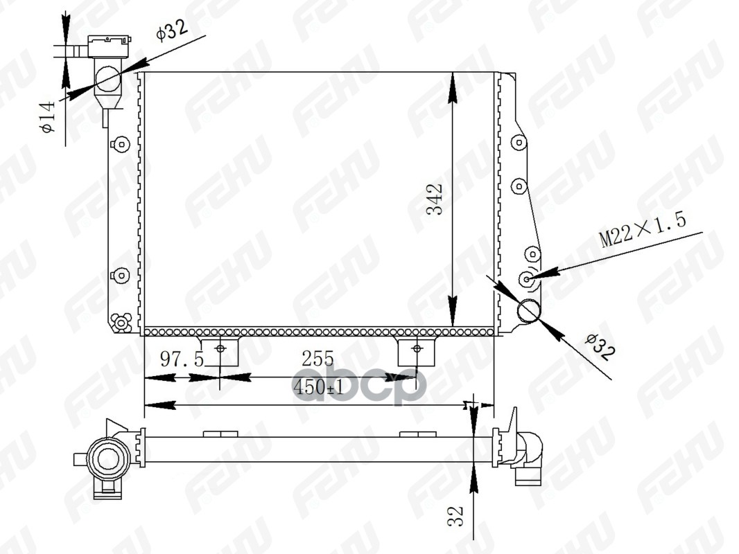 FEHU FRC1496M Радиатор охлаждения (сборный) VAZ 2105, 2107  () 1шт