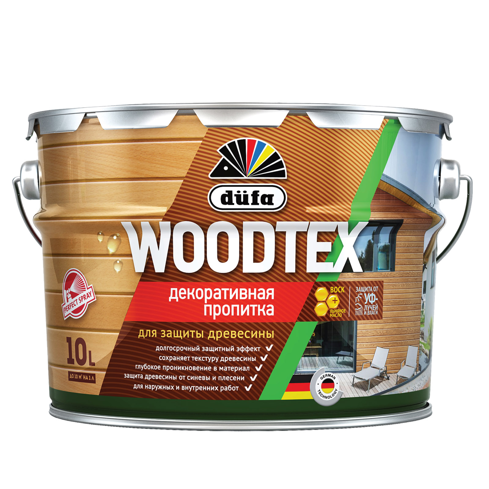 

Пропитка для дерева Dufa Wood Tex сосна, 9 л, Бежевый