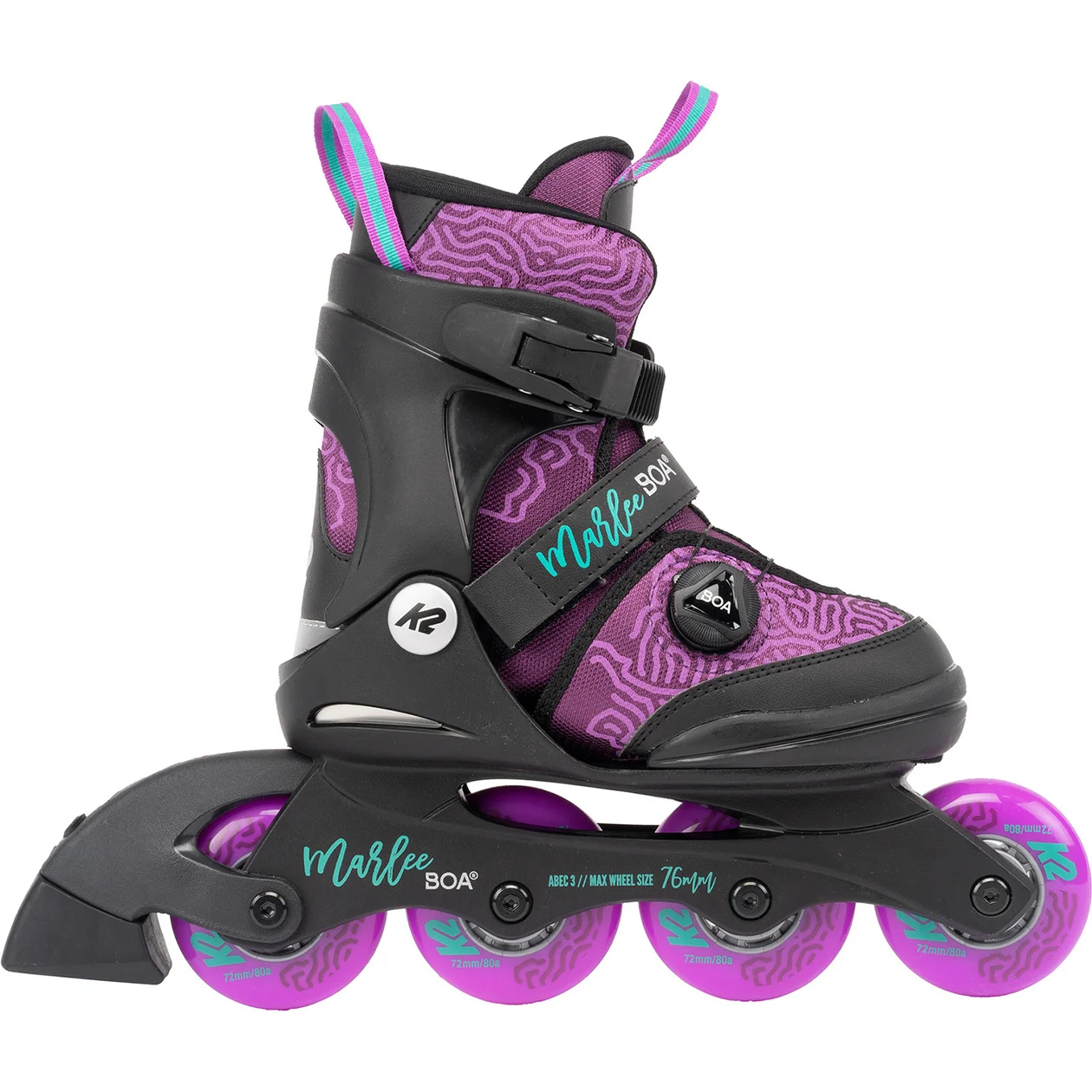 Коньки роликовые K2 Skates Marlee Boa 30G0186.1.1.S, для девочек, фиолетовый, голубой, S