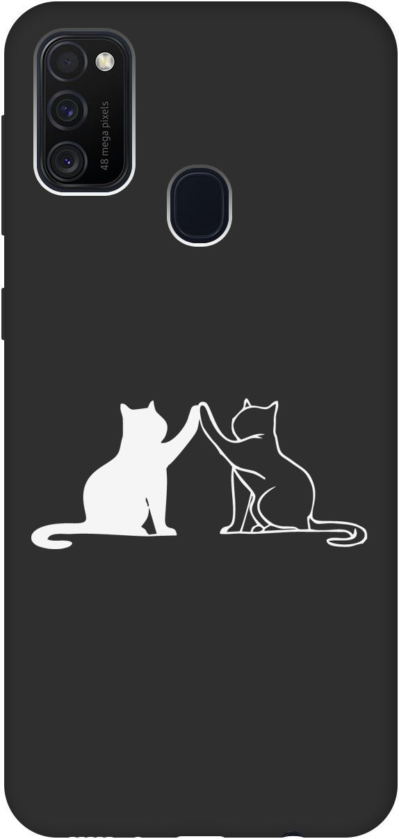 

Матовый чехол на Samsung Galaxy M21/M30s с принтом "Cats W" черный, Черный;белый, 8431