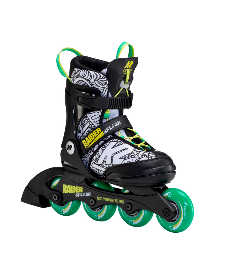 

Коньки роликовые K2 Skates RAIDER SPLASH 30F0116.1.1.S, детские, чёрно-зеленый, S 1 шт.