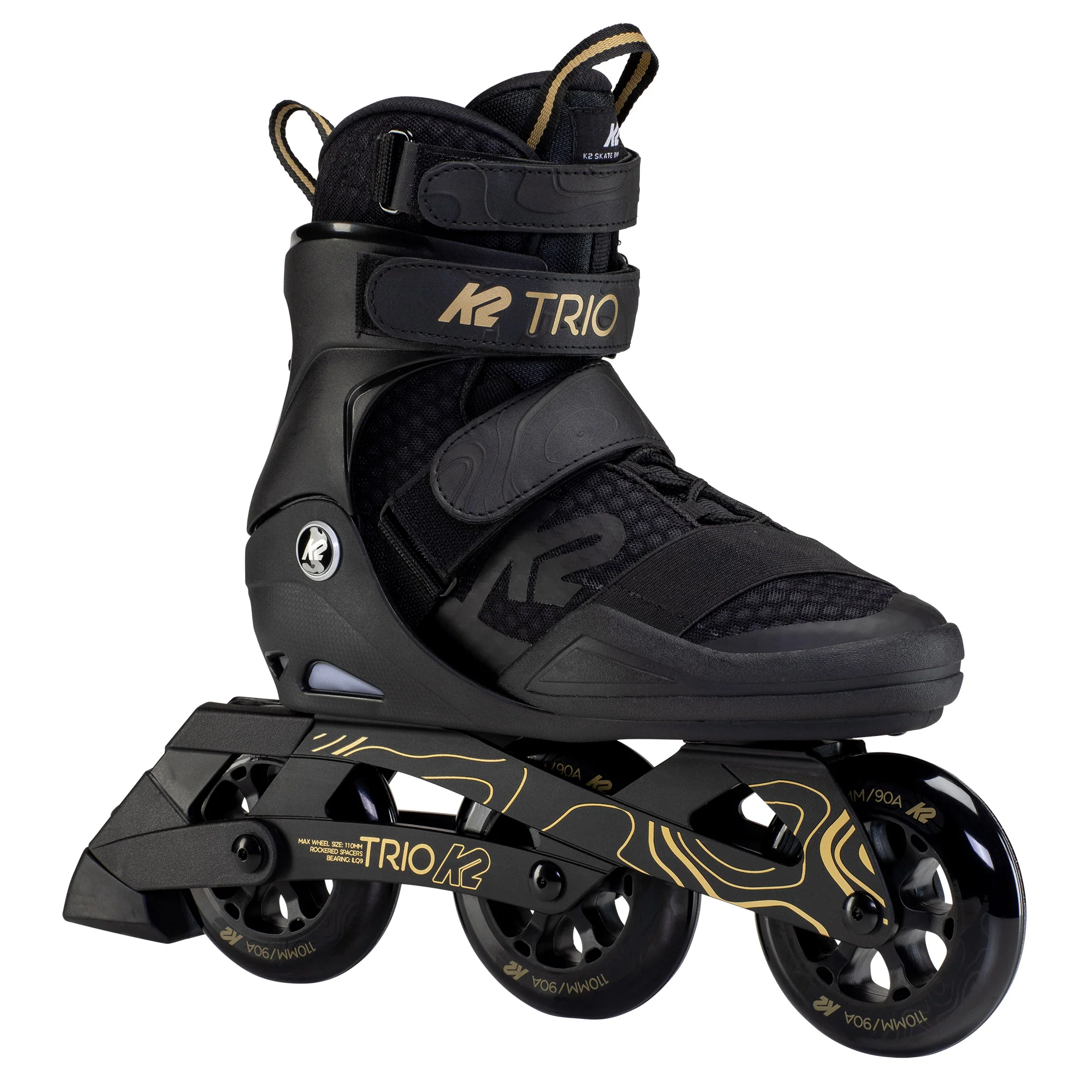 Коньки роликовые K2 Skates Trio 110 30F0133.1.1.090, мужские, чёрно-золотой, 9