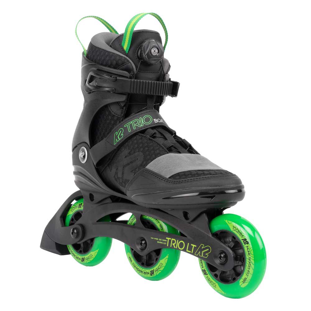 Коньки роликовые K2 Skates Trio Lt Boa 30G0301.1.1.090, мужские, чёрный, зелёный, 9