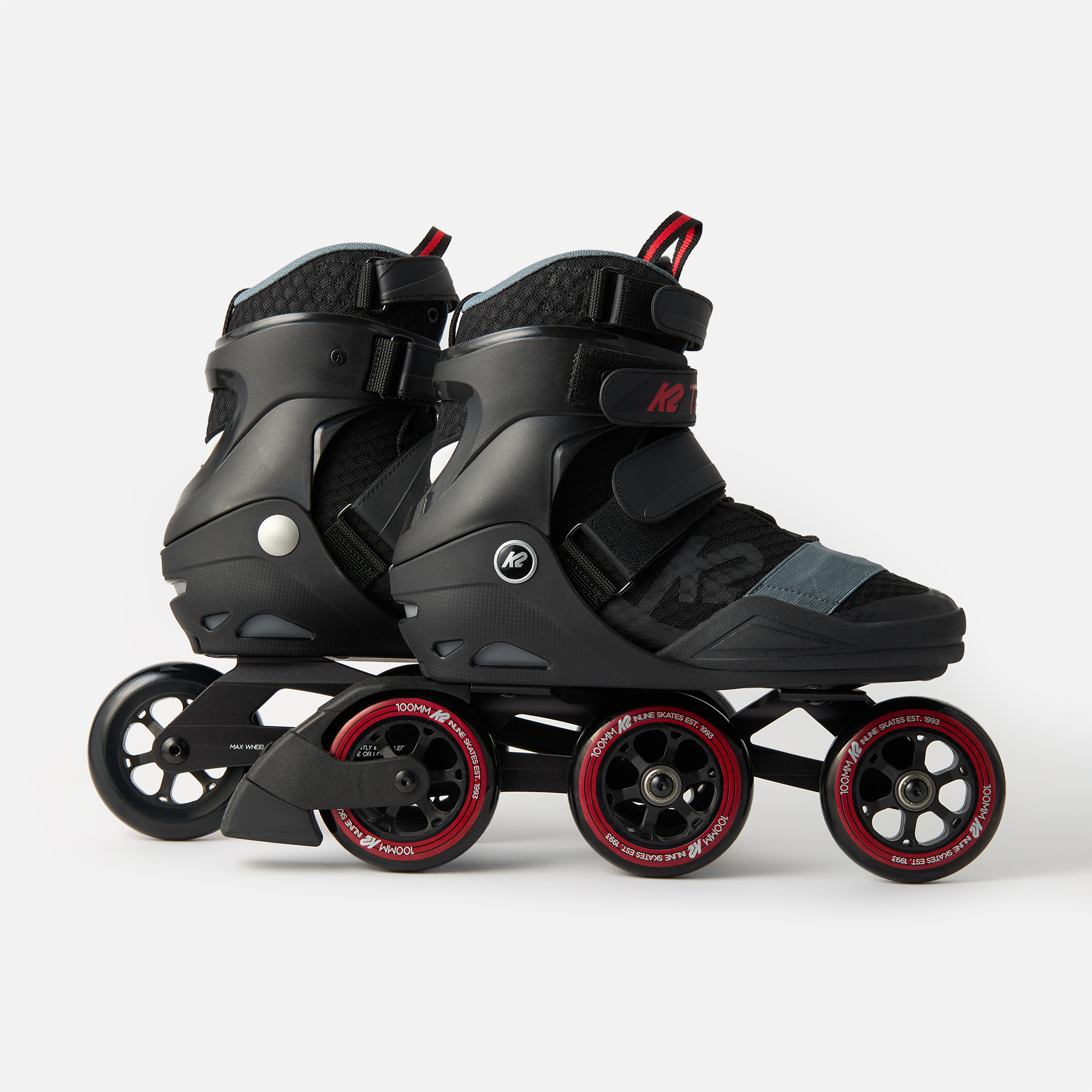 Коньки роликовые K2 Skates Trio S 100 30E0241.1.1.090, унисекс, чёрный, красный, 9