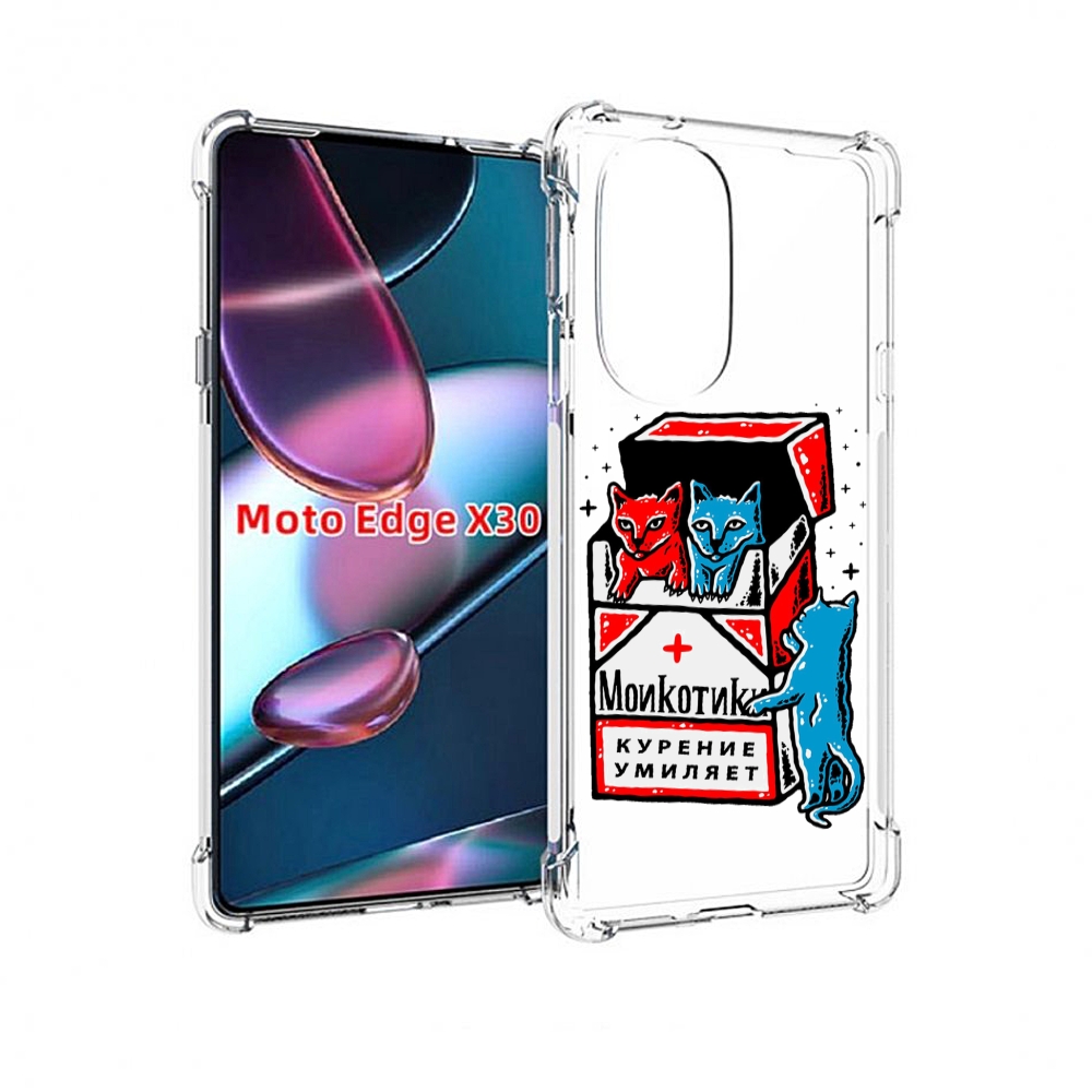 

Чехол MyPads красно-синие-коты для Motorola Moto Edge X30, Прозрачный, Tocco