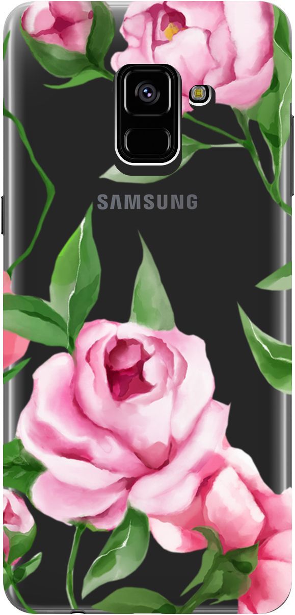 

Чехол на Samsung Galaxy A8+ (2018) "Amazing Peonies" прозрачный, Прозрачный;розовый, 5407