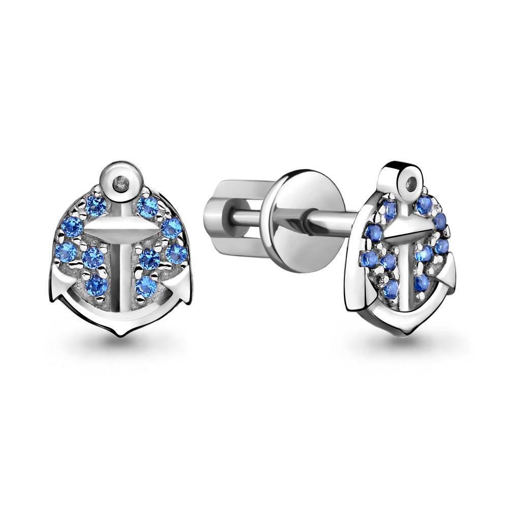 

Серьги-пусеты из серебра с сапфиром Aquamarine 46149Б_925_р, 46149Б_925_р