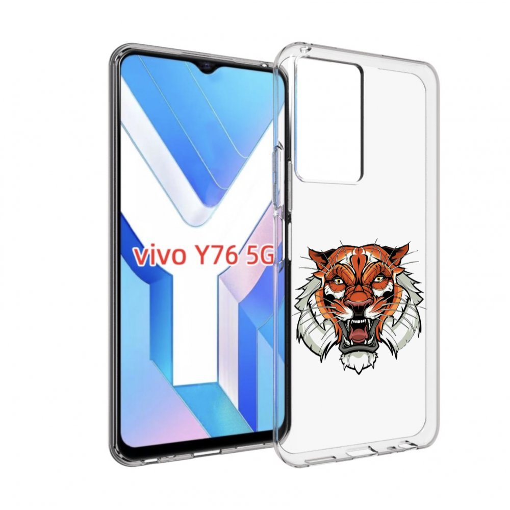 

Чехол MyPads оранжевый седой тигр для Vivo Y76 5G, Прозрачный, Tocco