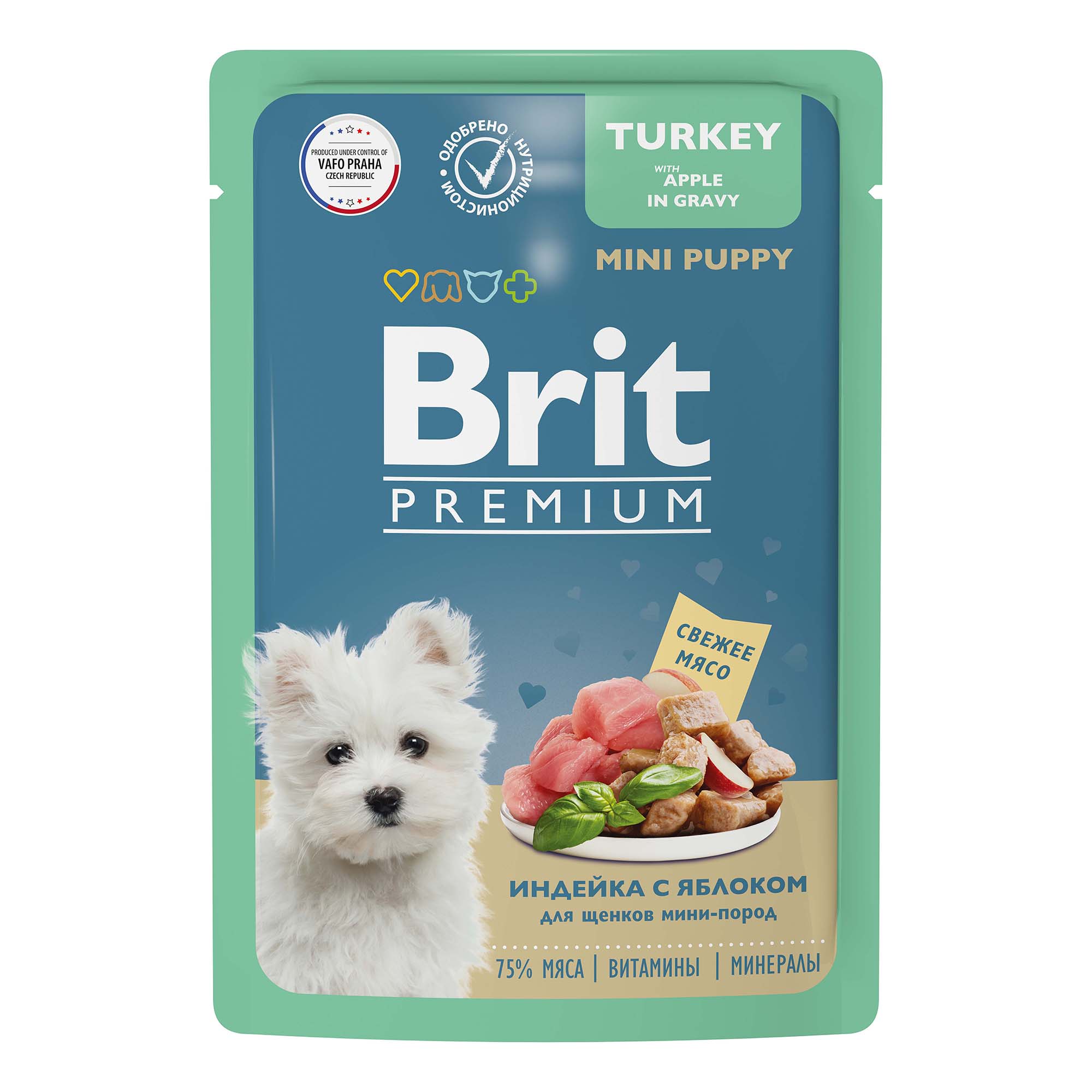 

Влажный корм Brit Premium с индейкой для щенков миниатюрных пород 85 г
