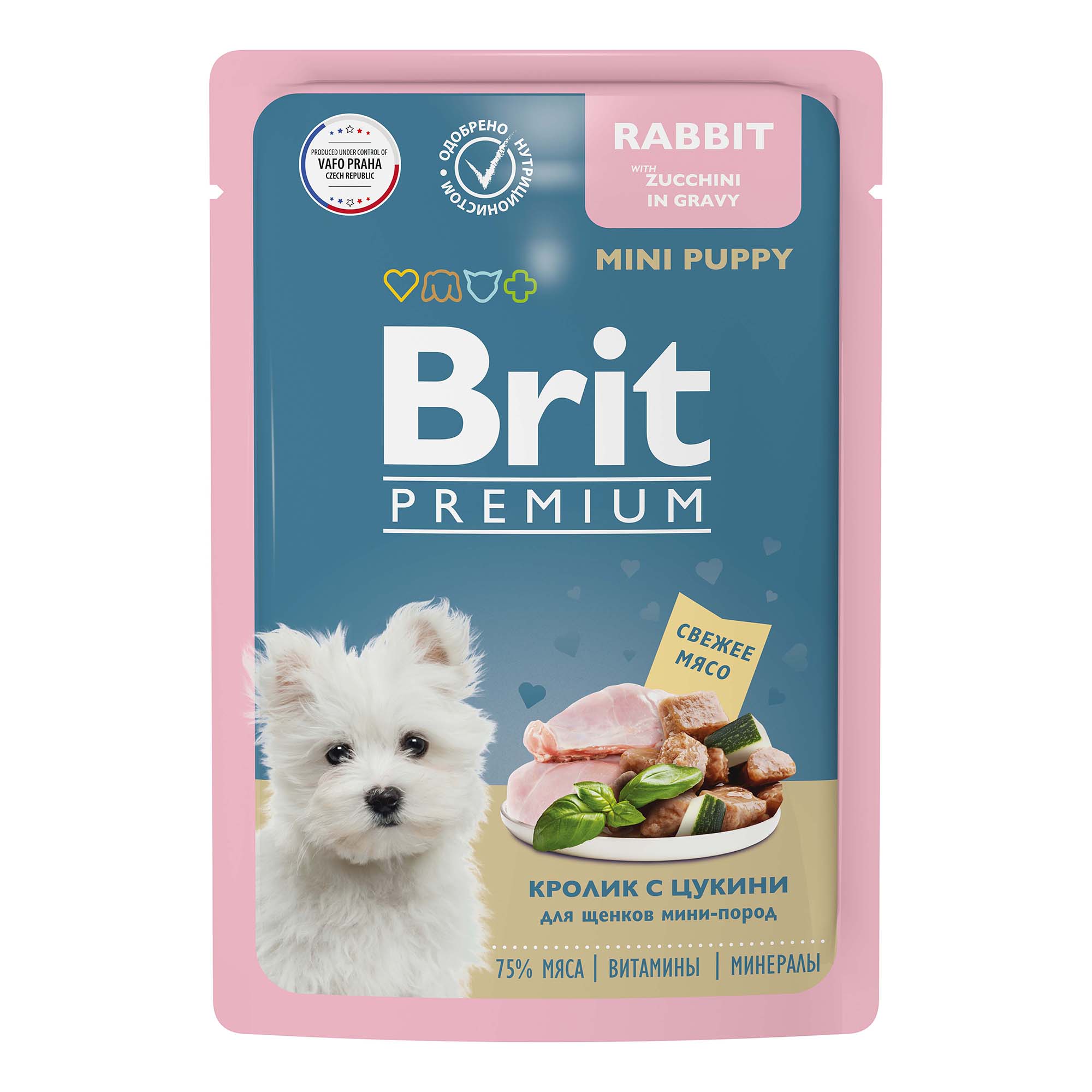 

Влажный корм Brit Premium кролик с цукини для щенков миниатюрных пород 85 г